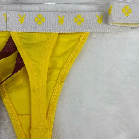 NWT Vintage Playboy "We Love Kissing It" Yellow Panties - Picture 5 of 6